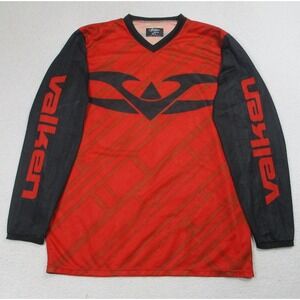 Valken Shirt Mens XL Red Black Fate Paintball Jersey Long Sleeve Mesh V-Neck